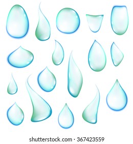 blue clear water drop on a white background art