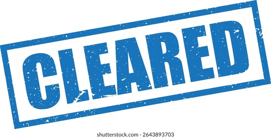 Blue Cleared Rubber Stamp Word Text Written in Grunge Vector in Sharp Border, Transparent Background