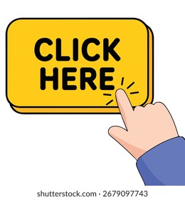 ícone de cursor mão clicável azul para links de site ilustração vetor isolado