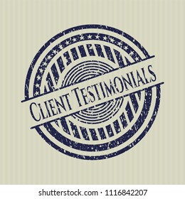 Blue Client Testimonials distressed with rubber seal texture