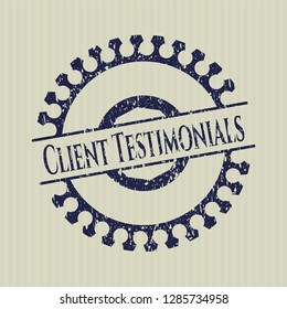 Blue Client Testimonials rubber grunge texture seal