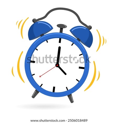 blue Clip art Cartoon alarm clock icon isolated on white background. Vector illustration