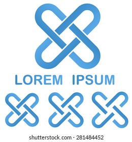 Blue clip logo design template set