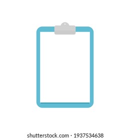 blue clipboard with blank white paper isolated on white background. vector illustration