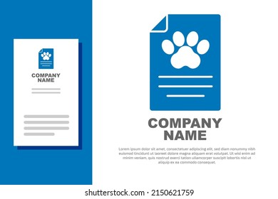 Blue Clipboard with medical clinical record pet icon isolated on white background. Health insurance form. Medical check marks report. Logo design template element. Vector