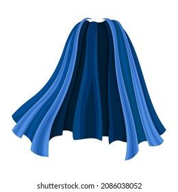 Blue Cloak or Cape as Loose Silk Garment Worn Over Clothing Vector Illustration