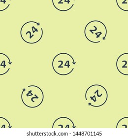 Blue Clock 24 hours icon isolated seamless pattern on white background. All day cyclic icon. 24 hours service symbol.  Vector Illustration