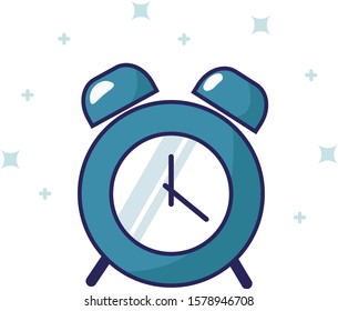 
Blue clock with an alarm clock, vector icon.
