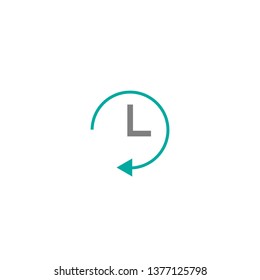 blue clock with arrow. Flat icon isolated on white. Repeat, speed or measure pictogram. Time symbol