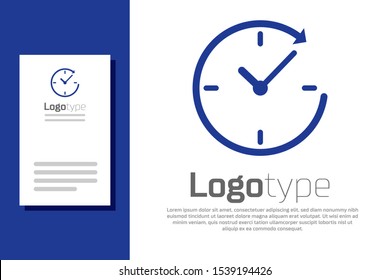 Blue Clock with arrow icon isolated on white background. Time symbol. Clockwise rotation icon arrow and time. Logo design template element. Vector Illustration