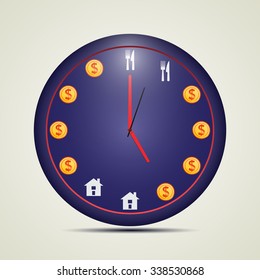 blue clock of a business day