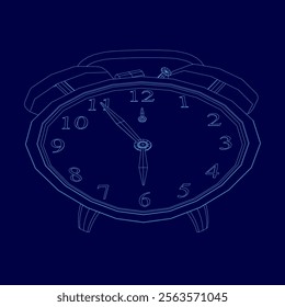 Blue clock contour. Vector illustration