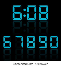 Ilustración vectorial de dígitos del reloj azul