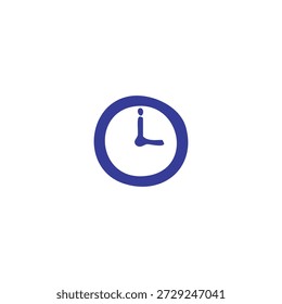A blue clock face on a white background shows the time is approximately one o'clock.