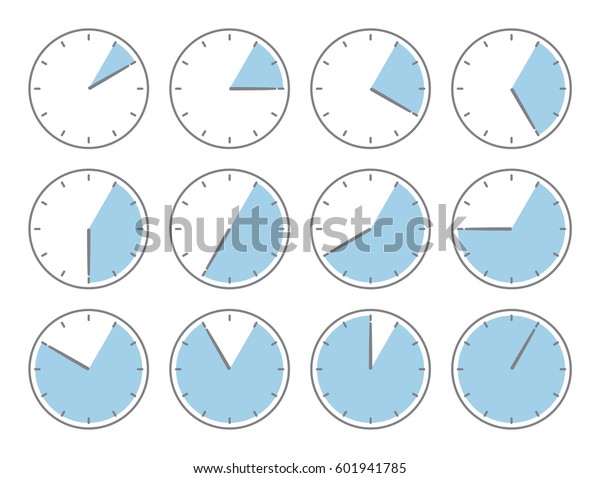 青い時計 5分か1時間刻みのイラスト アイコンパック 1 12 のベクター画像素材 ロイヤリティフリー