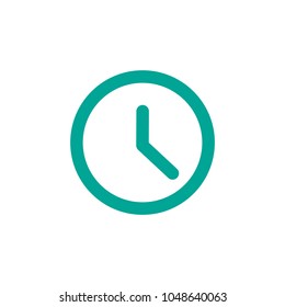 blue clock. Flat line icon isolated on white. Time pictogram. 