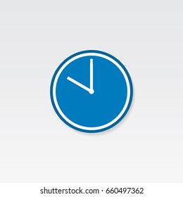 Blue clock icon. 10 O'clock vector illustration on light gray background.