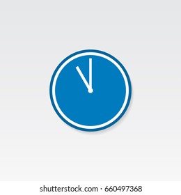 Blue clock icon. 11 O'clock vector illustration on light gray background.