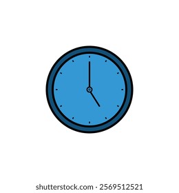 Blue Clock icon in flat style. Clock Vector Icon. Graphic Design Illustration.