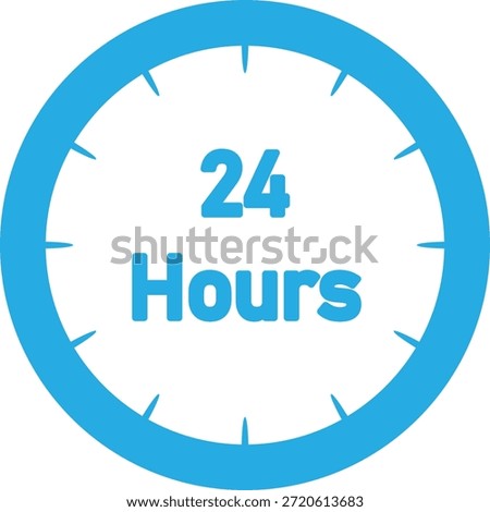 blue clock icon with twenty four hours text