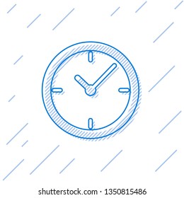 Blue Clock line icon isolated on white background. Vector Illustration