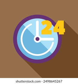 Blue clock showing 24 hours for around the clock assistance