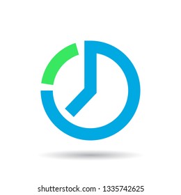 blue clock simple icon or logo 