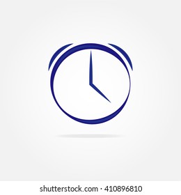 Blue  clock with simple lines Stock Vector