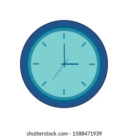 Blue clock vector icon isolated on white background.