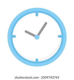 Blue clock vector image, clock flat icon design illustration, simple wall clock clip art
