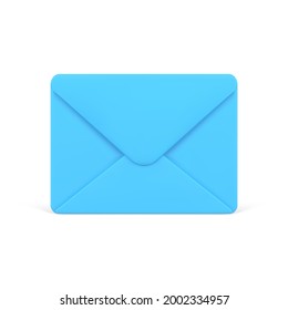 Sobre azul cerrado en 3d. Carta no leída realista. Mensaje en línea recibido por correo electrónico. Comercialización de símbolos y comunicación. Noticias de negocios e invitaciones. Plantilla aislada de icono de vector