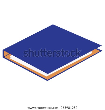 Blue closed cardboard folder vector isolated, file folder, document case, block note