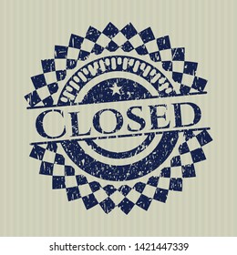 Blue Closed distressed grunge stamp