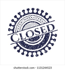 Blue Closed grunge stamp