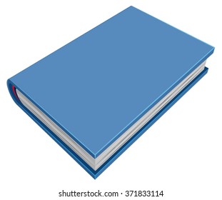 Blue closed hardcover book. Isolated on white illustration