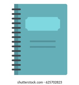 Blue closed spiral notebook icon flat isolated on white background vector illustration