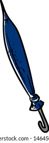 Blue closed umbrella, illustration, vector on white background.