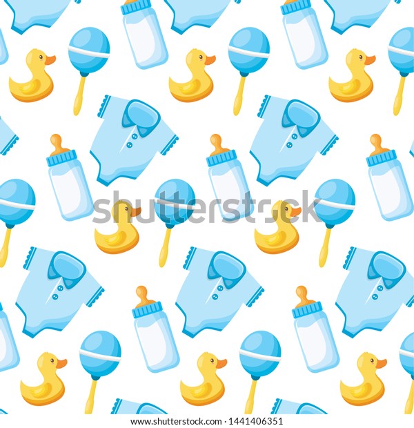 Blue Clothes Bottle Duck Decoration Baby Stock Vector Royalty