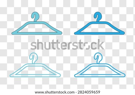 blue clothes hanger icons set, coat hanger symbols. Minimal clothes hanger icon dressing room symbol. vector illustration. eps file 107.