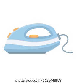 Blue clothes iron steaming and pressing laundry for a professional cleaning service
