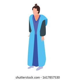 Blue clothes samurai icon. Isometric of blue clothes samurai vector icon for web design isolated on white background