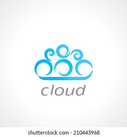 blue cloud abstract symbol. template logo design. vector