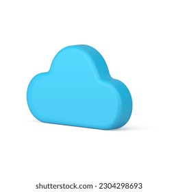 Blue cloud air bubble atmosphere weather meteorology fluffy cumulus slim isometric 3d icon realistic vector illustration. Cloudy soft overcast nature season decorative sky environment pure