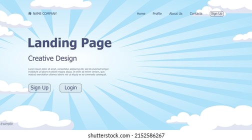 Blue cloud background design concept landing page website - Vector illustration