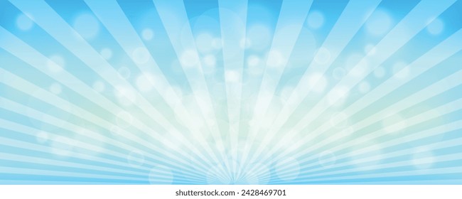 Fondo de nubes azules, horizonte cielo claro de primavera, vector hermoso paisaje naturaleza amanecer en verano, telón de fondo panorámico banner nubes blancas sobre el océano azul Vector de fondo para banner, póster, Web