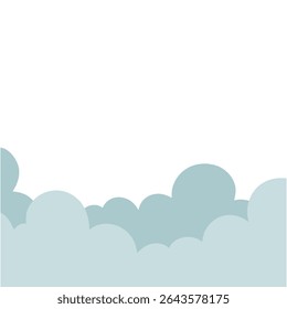 Blue cloud border vector illustration with transparent background