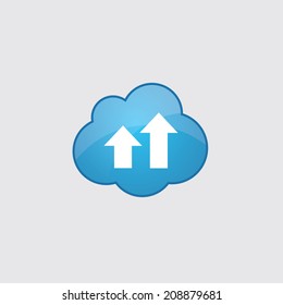 Blue cloud business diagram, chart icon, isolated on gray background 