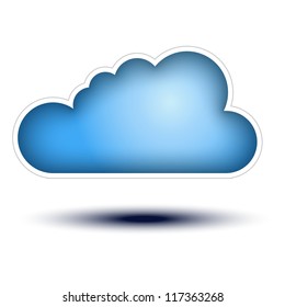 Blue Cloud Button Concept on white background Cloud Icon on white background, concept button full sized