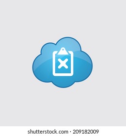 Blue cloud cancel icon, isolated on gray background 