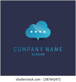 Blue Cloud Chat Logo Inspirations Template
